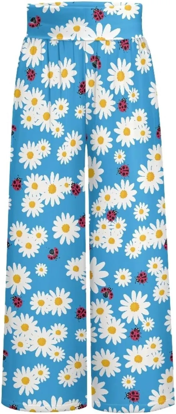 JEOCODY Women's Casual Wide Leg Pants Elastic Waist Loose Lounge Pants with Pockets Size S-3XL
