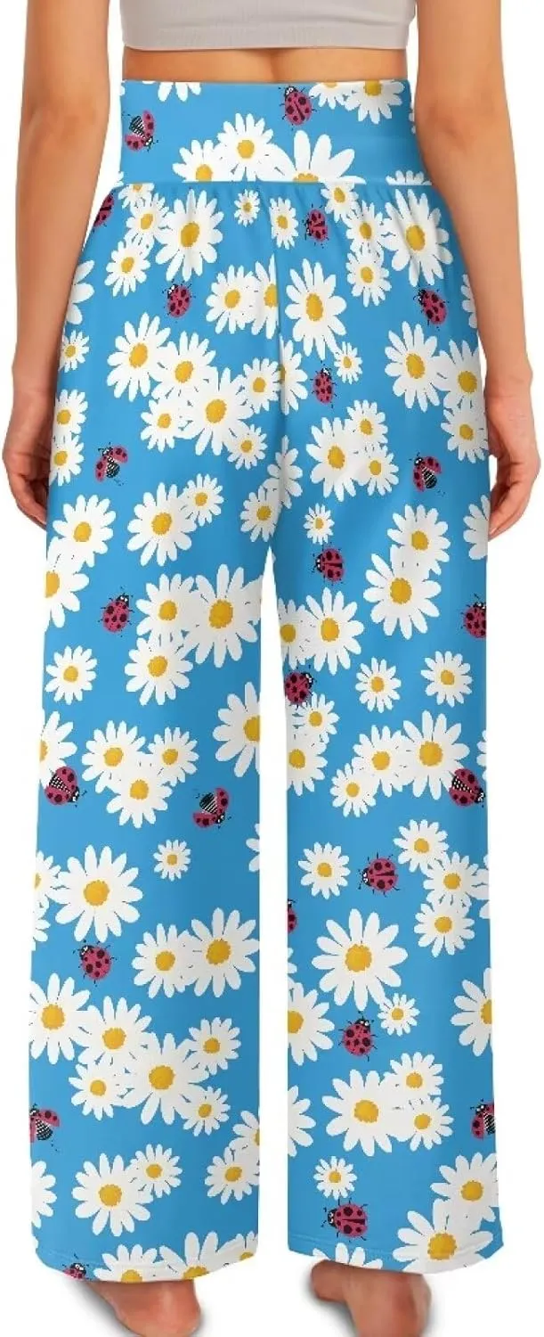 JEOCODY Women's Casual Wide Leg Pants Elastic Waist Loose Lounge Pants with Pockets Size S-3XL
