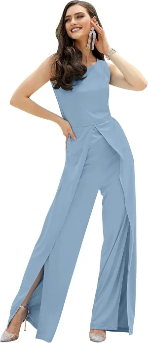 KOH KOH Womens Sleeveless Cocktail Wide Leg One Piece Jumpsuit Romper Playsuit
