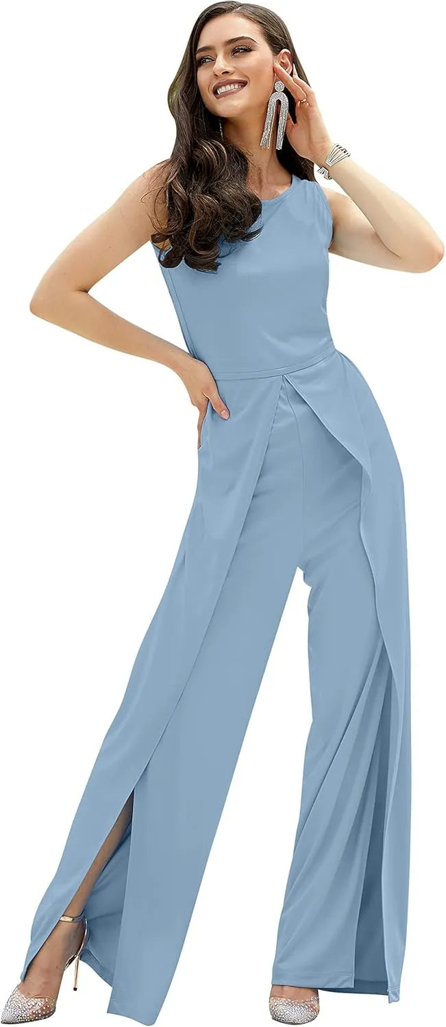 KOH KOH Womens Sleeveless Cocktail Wide Leg One Piece Jumpsuit Romper Playsuit