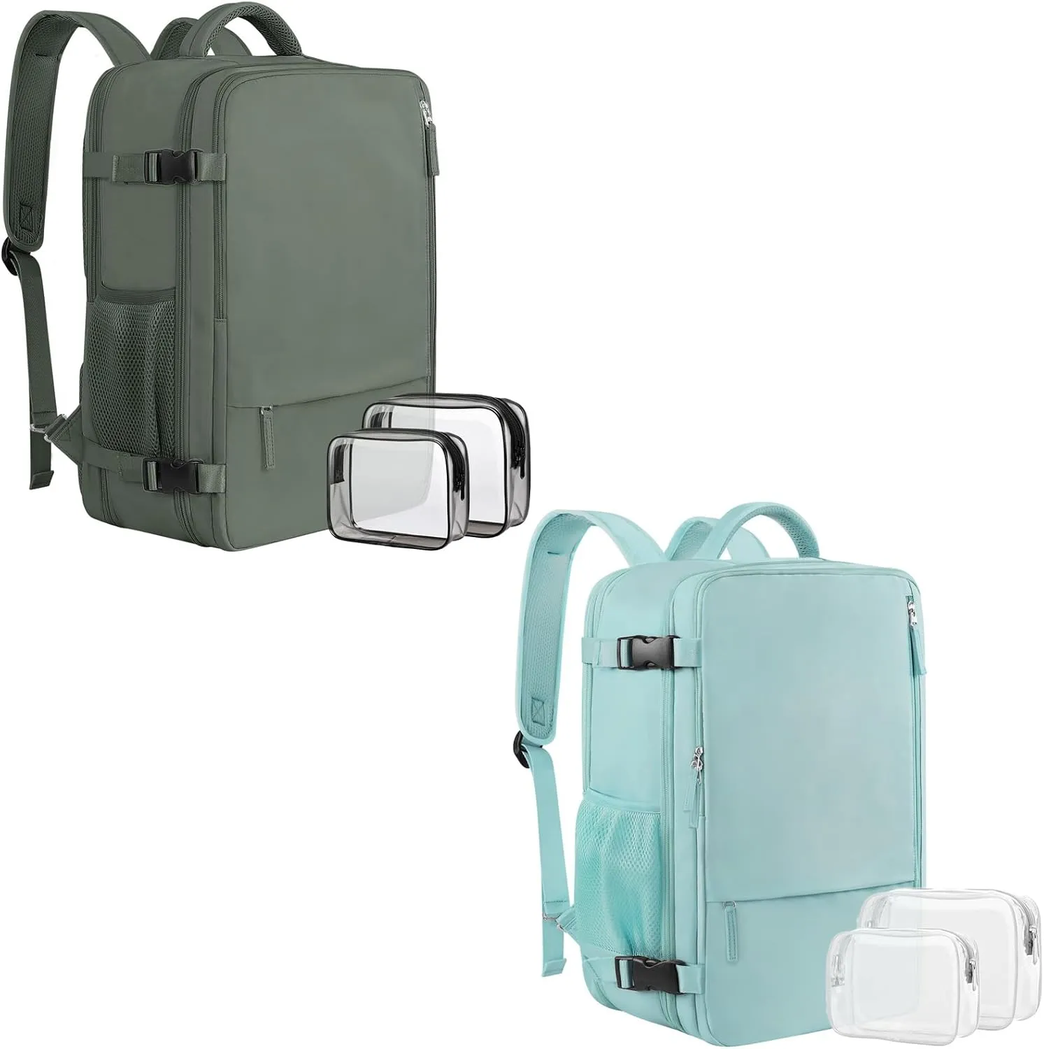 Large Travel Backpack for Women Men(Olive Green & Green), 40L Carry On Backpack, 17 Inch Laptop Waterproof Backpack, College Bookbag, Backpack for Women, as Person Item Flight Approved