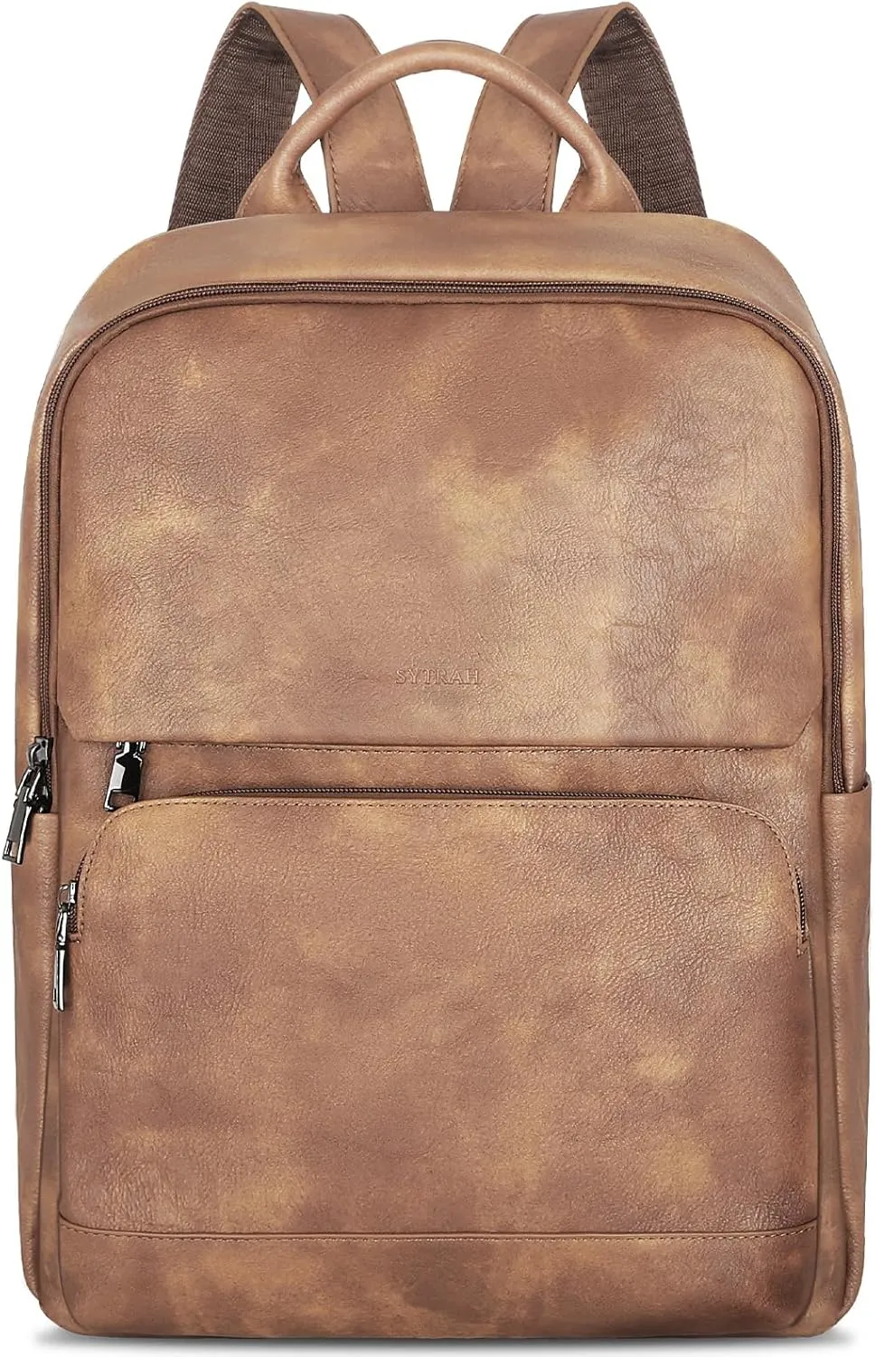 Leather Backpack for Women, Black Brown  Camel