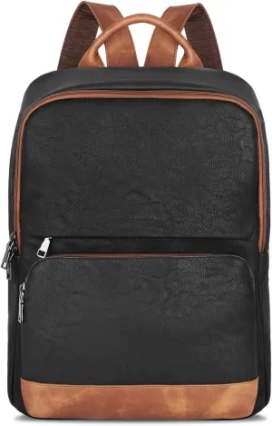 Leather Backpack for Women, Vintage 15.6 inch Laptop Backpack Purse for Women, College Casual Backpacks Ladies Computer Bags for Travel Business Work Black Brown