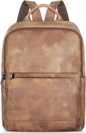 Leather Backpack for Women, Vintage 15.6 inch Laptop Backpack Purse for Women, College Casual Backpacks Ladies Computer Bags for Travel Business Work Camel