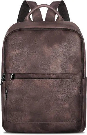 Leather Backpack for Women, Vintage 15.6 inch Laptop Backpack Purse for Women, College Casual Backpacks Ladies Computer Bags for Travel Business Work Mocha Coffee