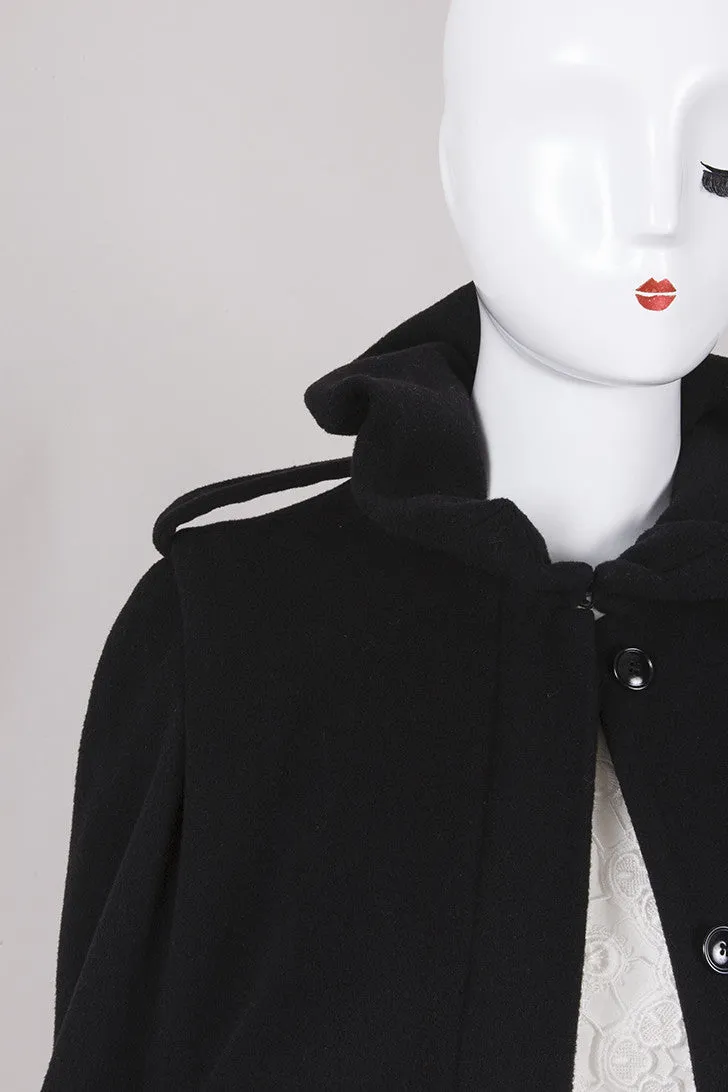 Long Buttoned Wool and Cashmere Cape