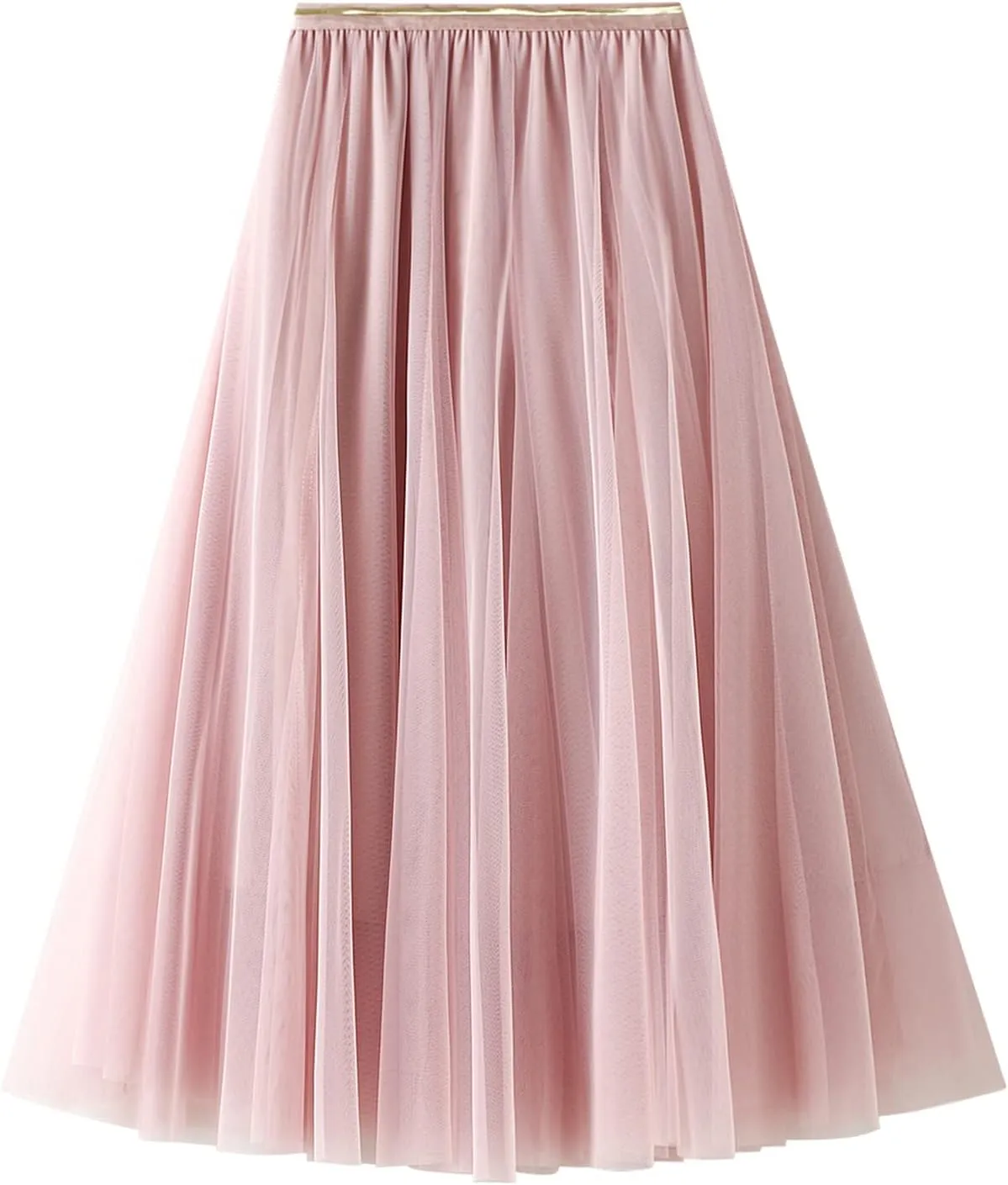 Lu's Chic Women's Pleated Tulle Skirt High Waist Tutu Skirt Chiffon Elastic Waist Summer Layered