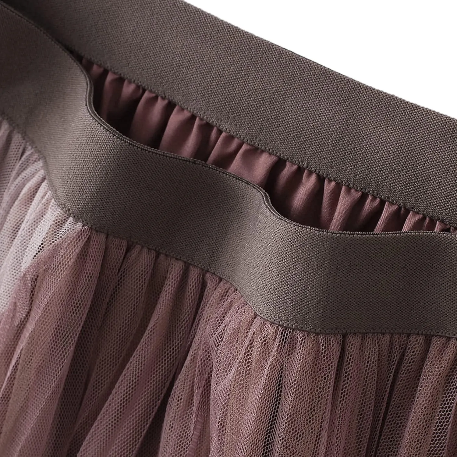 Lu's Chic Women's Tulle Skirt Tutu Skirts Tea-Length Elastic Waist A-line Layered Mesh Midi Length