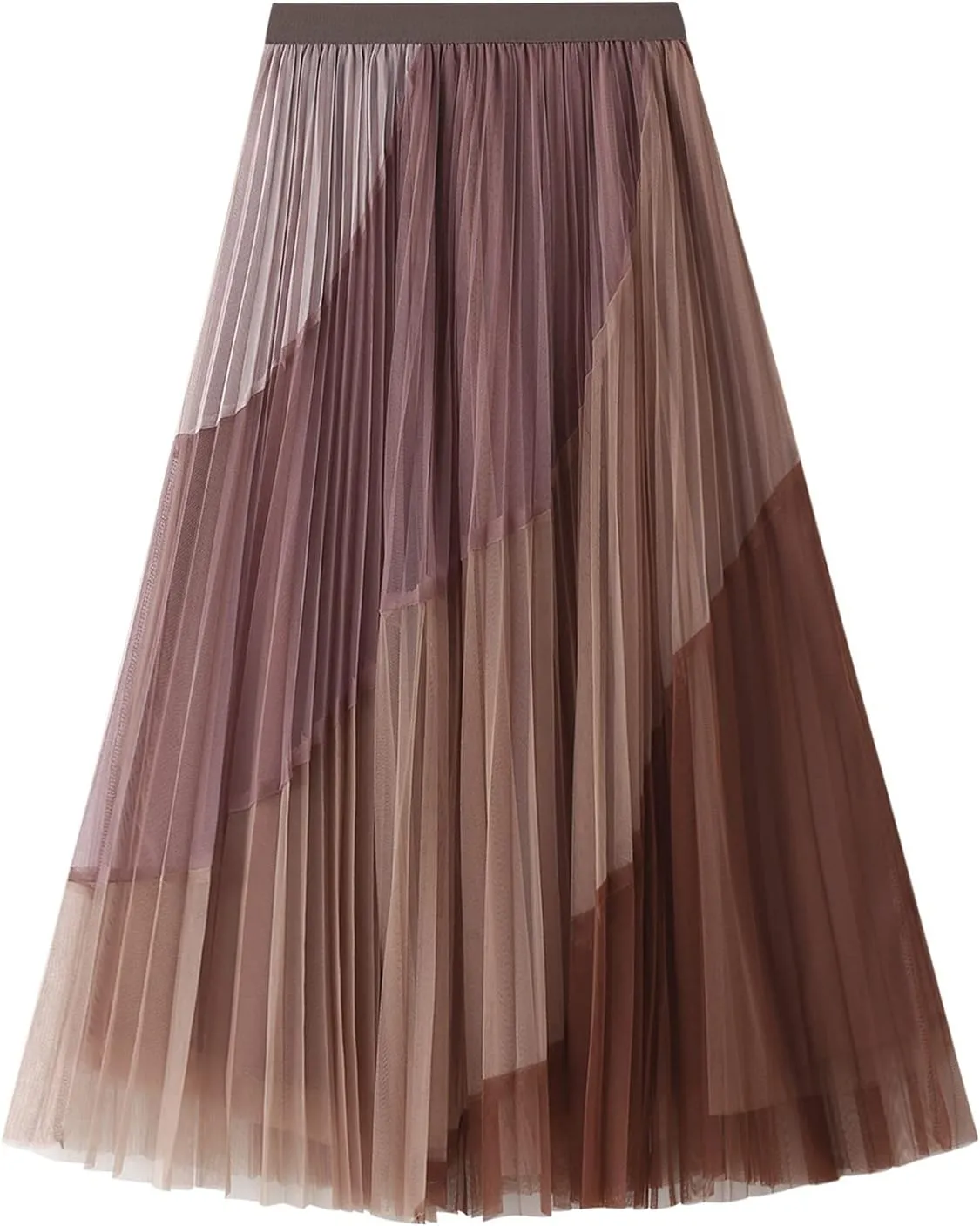 Lu's Chic Women's Tulle Skirt Tutu Skirts Tea-Length Elastic Waist A-line Layered Mesh Midi Length