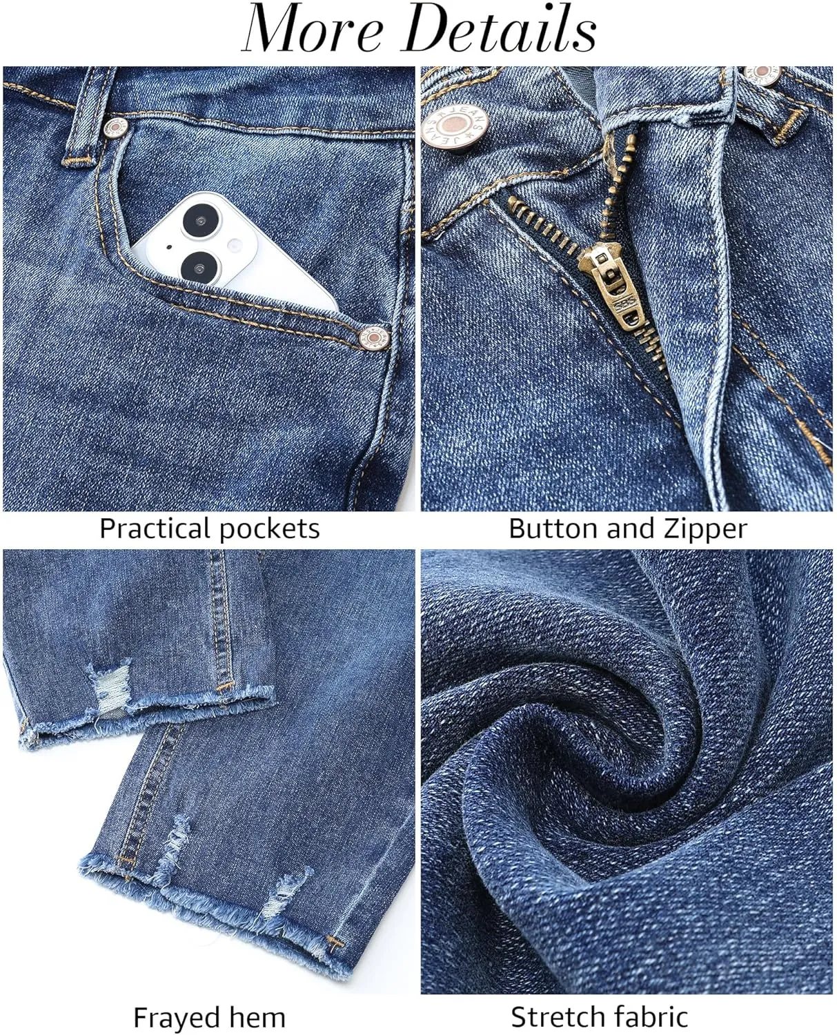 luvamia Jean Capri Pants for Women High Waisted Ripped Skinny Jeans Stretchy Denim Capris Cropped Jeggings with Pockets