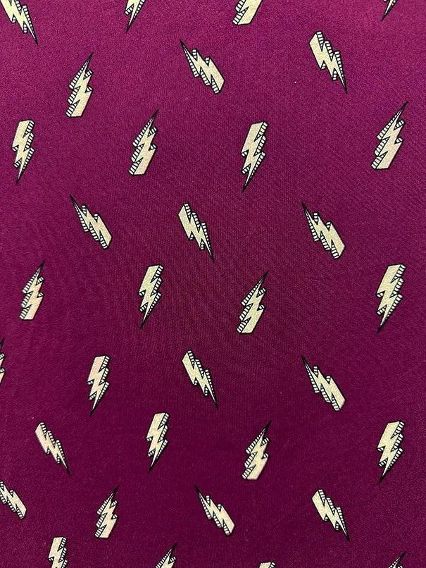 Magenta Lightning Print Double Brushed Jersey Knit Fabric