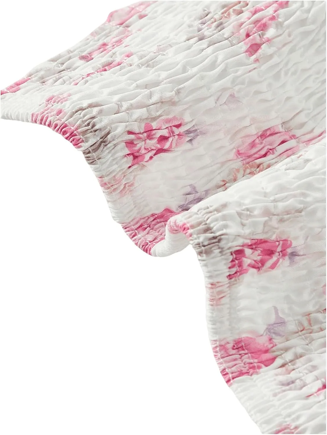 MakeMeChic Women's Floral Print Tie Shoulder Spaghetti Strap Ruched Shirred Cami Tank Tops