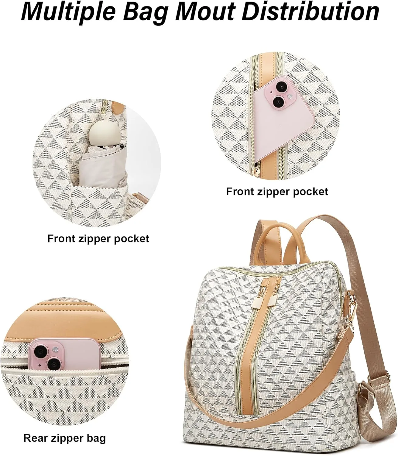 Makes Backpack Purse for Women PU Leather Travel Satchel Handbag Convertible Design Bag with Purse 2 Piece 12 Inch
