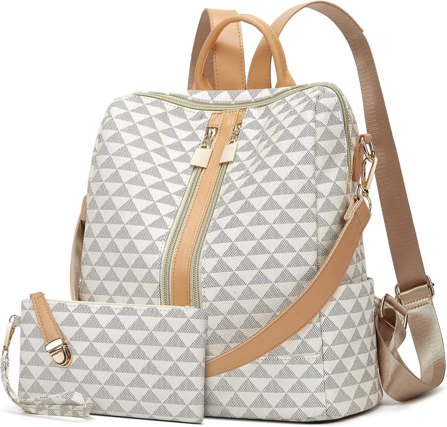 Makes Backpack Purse for Women PU Leather Travel Satchel Handbag Convertible Design Bag with Purse 2 Piece 12 Inch