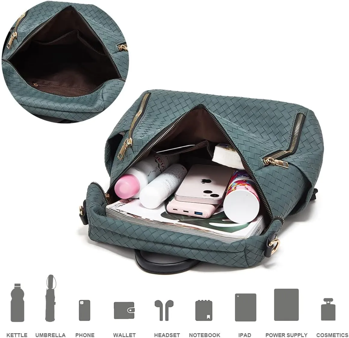 Makes Backpack Purse for Women PU Leather Travel Satchel Handbag Convertible Design Bag with Purse 2 Piece 13 Inch