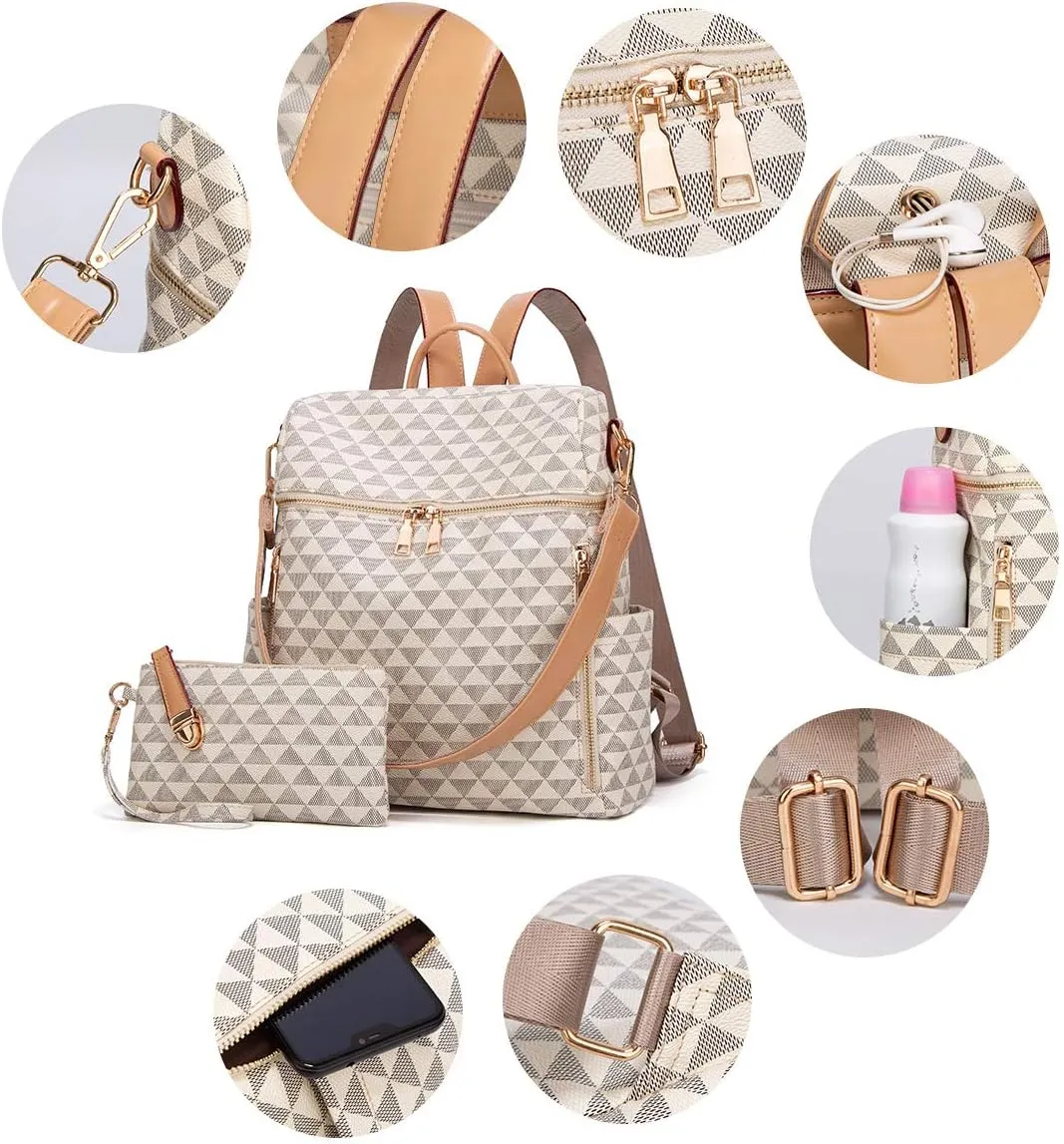 Makes Backpack Purse for Women PU Leather Travel Satchel Handbag Convertible Design Bag with Purse 2 Piece 13 Inch
