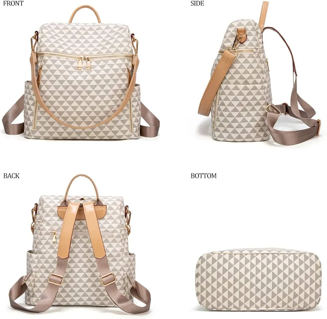 Makes Backpack Purse for Women PU Leather Travel Satchel Handbag Convertible Design Bag with Purse 2 Piece 13 Inch