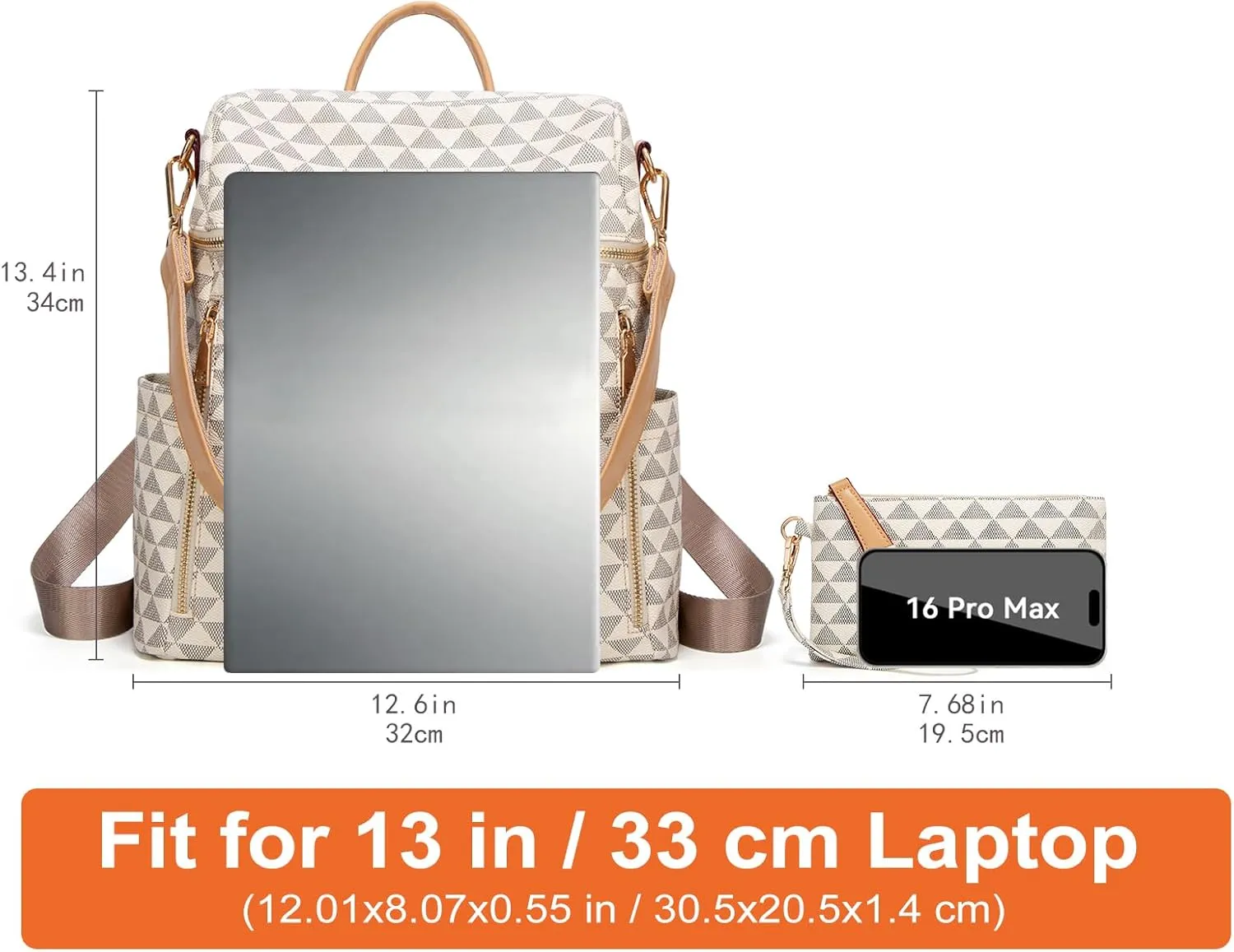 Makes Backpack Purse for Women PU Leather Travel Satchel Handbag Convertible Design Bag with Purse 2 Piece 13 Inch