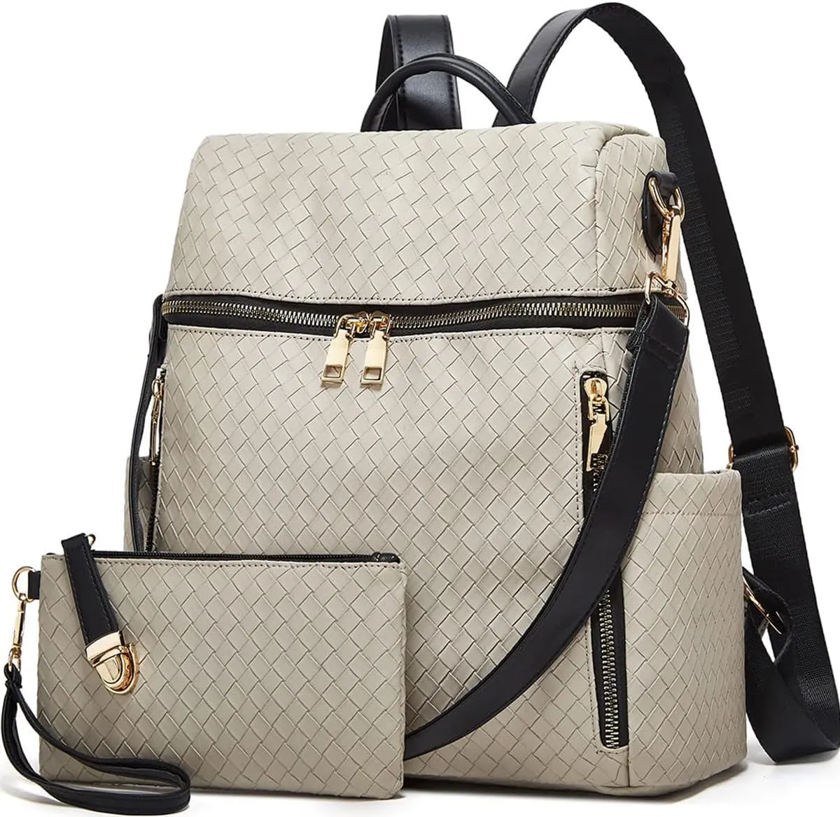 Makes Backpack Purse for Women PU Leather Travel Satchel Handbag Convertible Design Bag with Purse 2 Piece 13 Inch