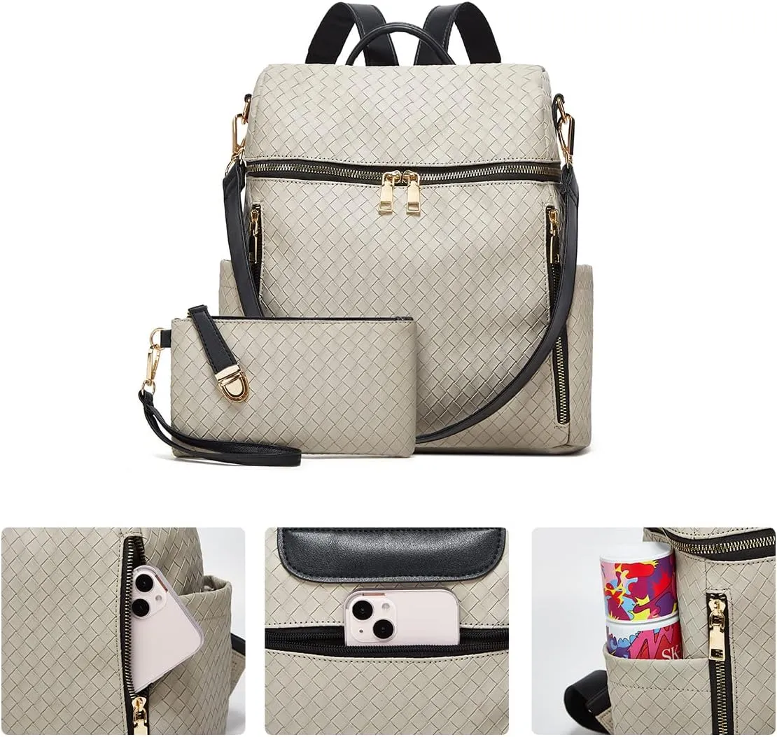 Makes Backpack Purse for Women PU Leather Travel Satchel Handbag Convertible Design Bag with Purse 2 Piece 13 Inch