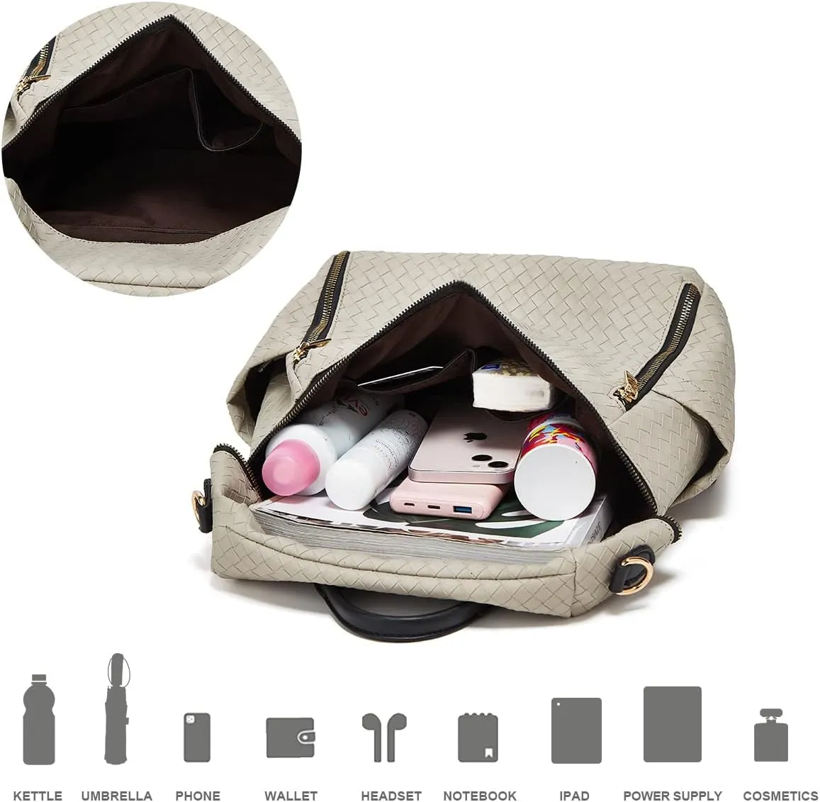 Makes Backpack Purse for Women PU Leather Travel Satchel Handbag Convertible Design Bag with Purse 2 Piece 13 Inch