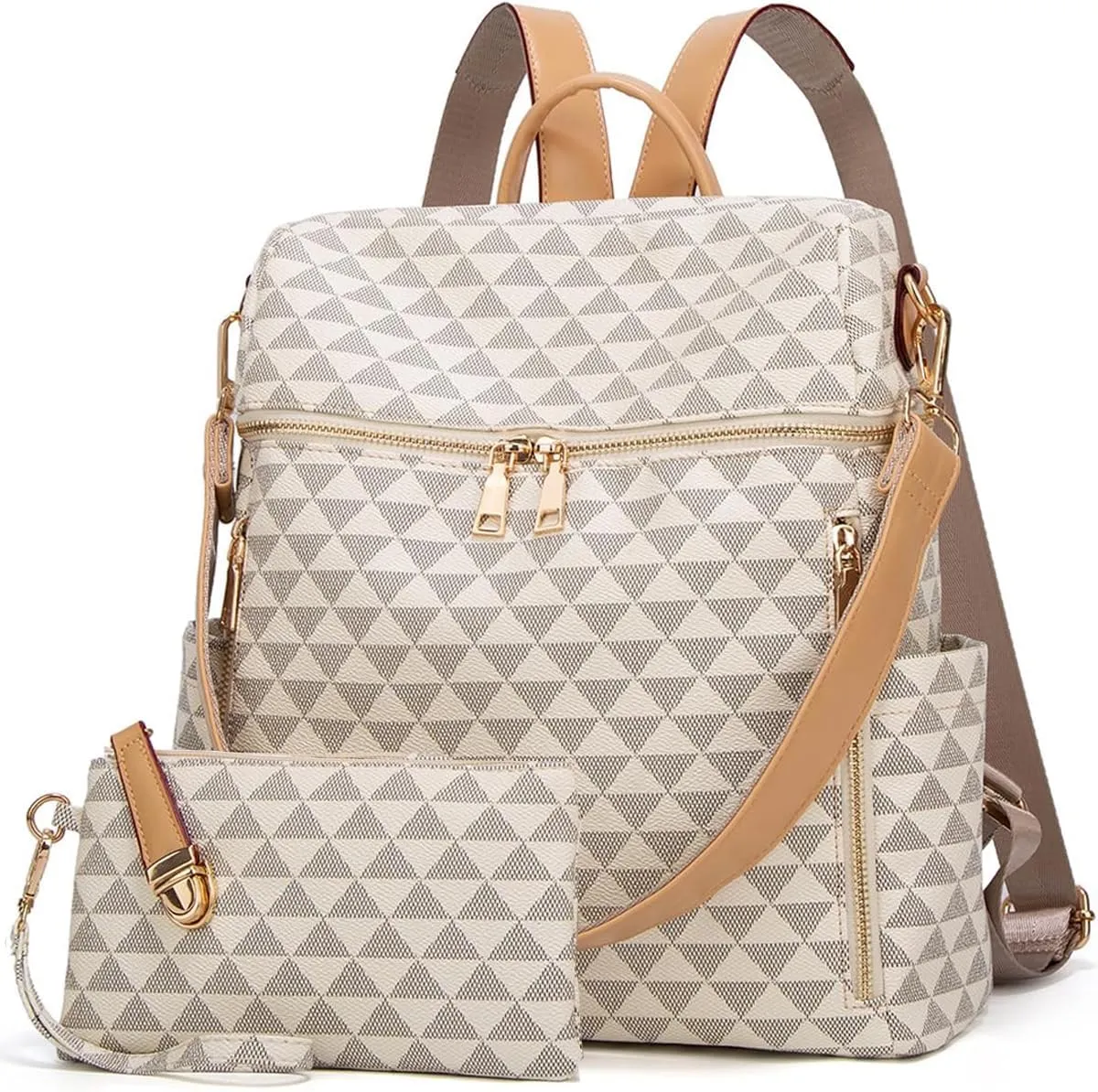 Makes Backpack Purse for Women PU Leather Travel Satchel Handbag Convertible Design Bag with Purse 2 Piece 13 Inch