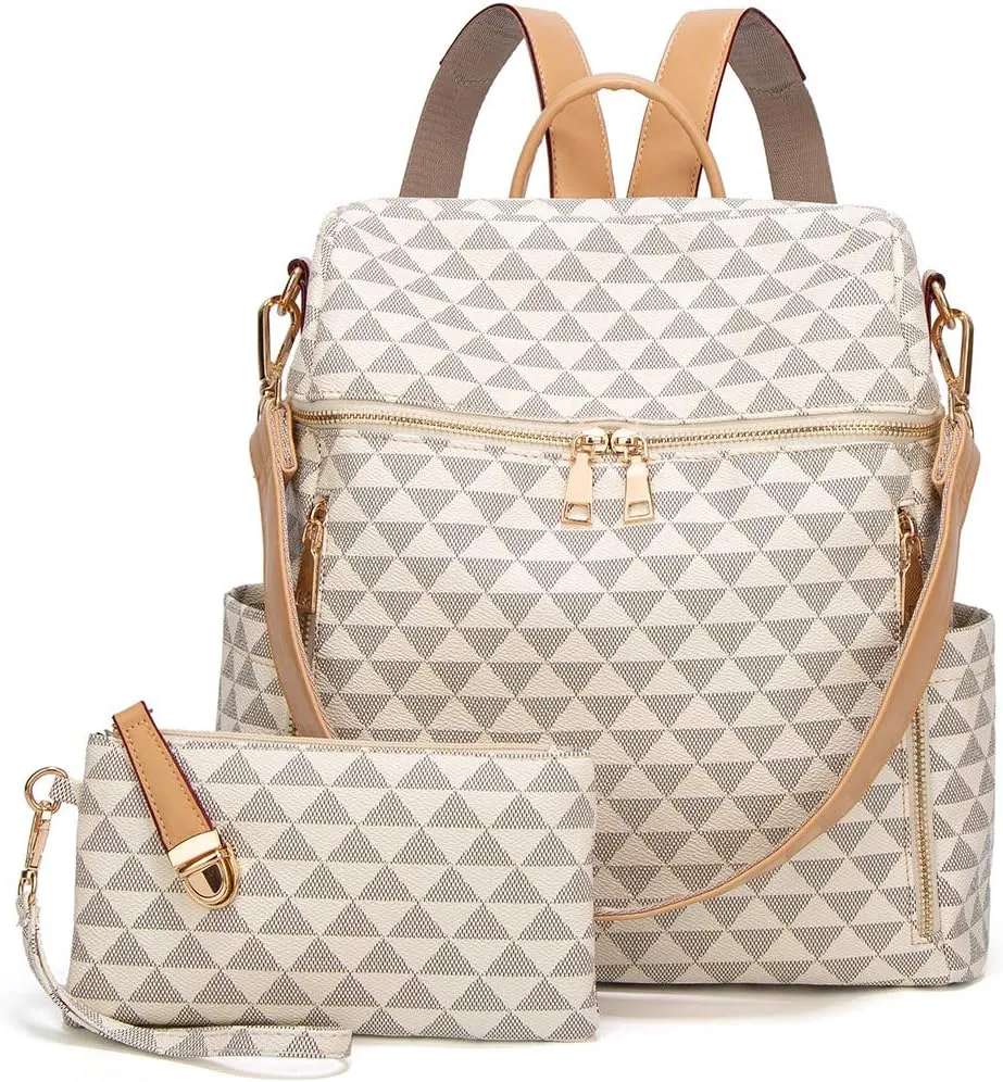Makes Backpack Purse for Women PU Leather Travel Satchel Handbag Convertible Design Bag with Purse 2 Piece 13 Inch
