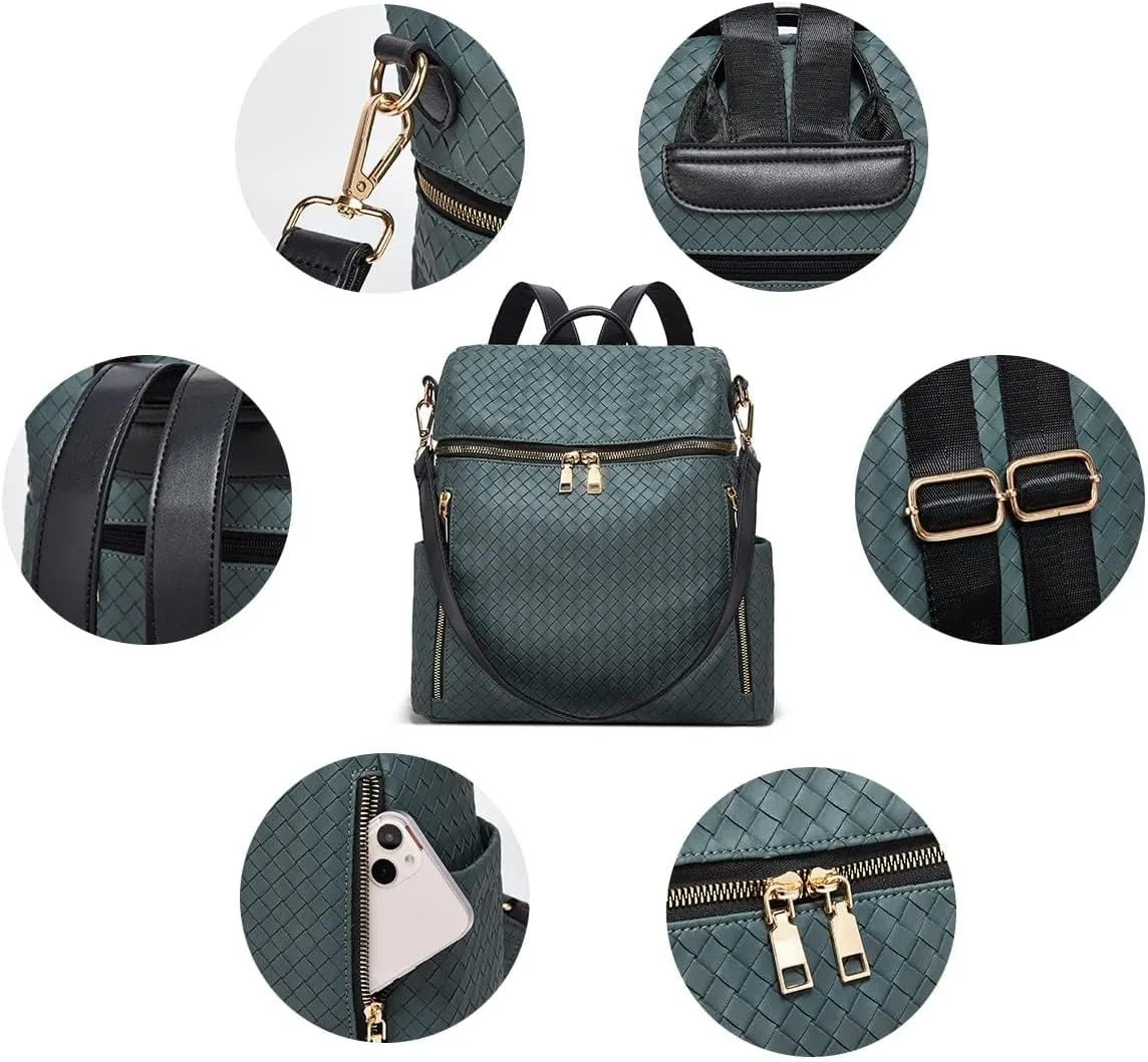 Makes Backpack Purse for Women PU Leather Travel Satchel Handbag Convertible Design Bag with Purse 2 Piece 13 Inch
