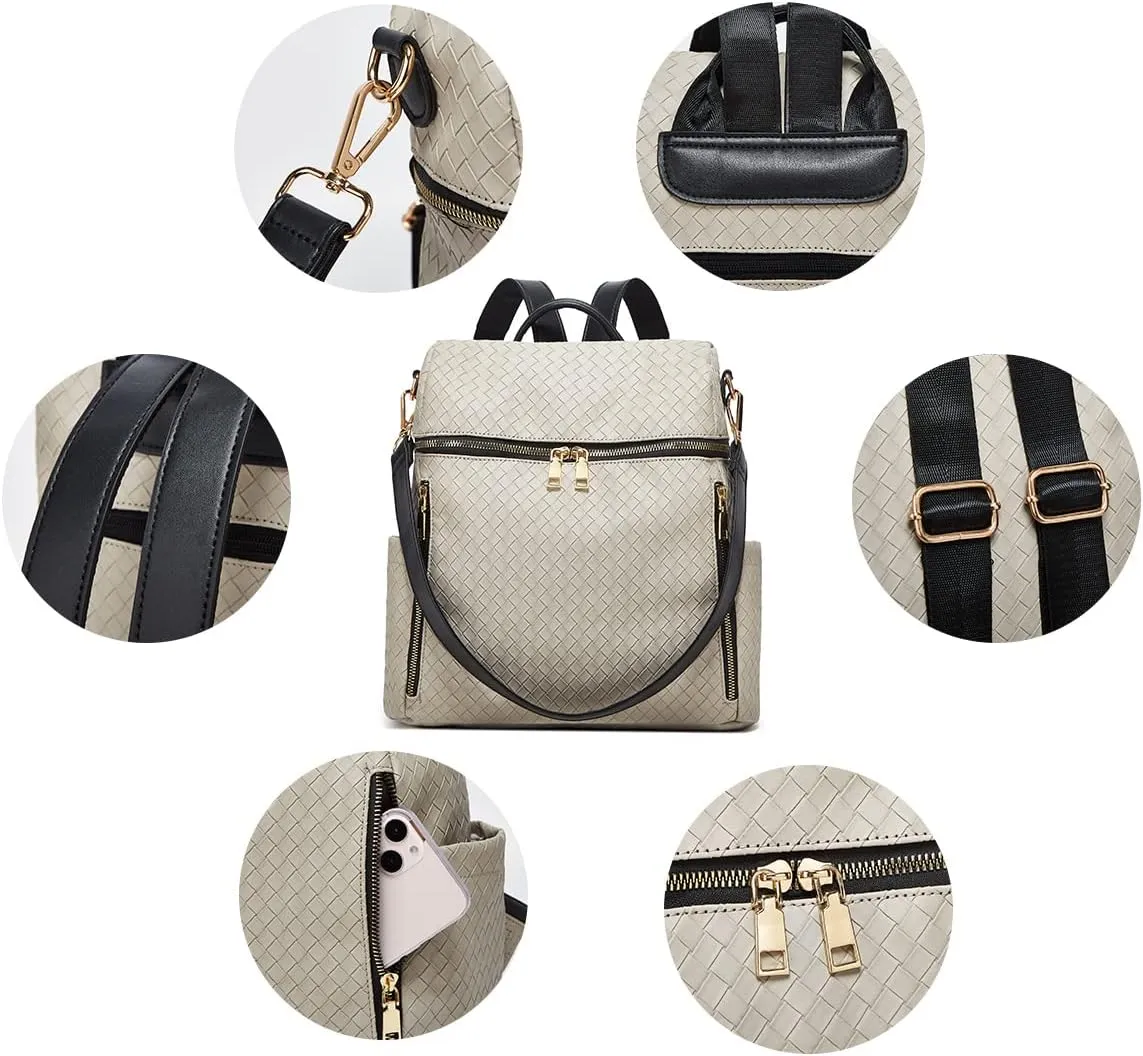 Makes Backpack Purse for Women PU Leather Travel Satchel Handbag Convertible Design Bag with Purse 2 Piece 13 Inch