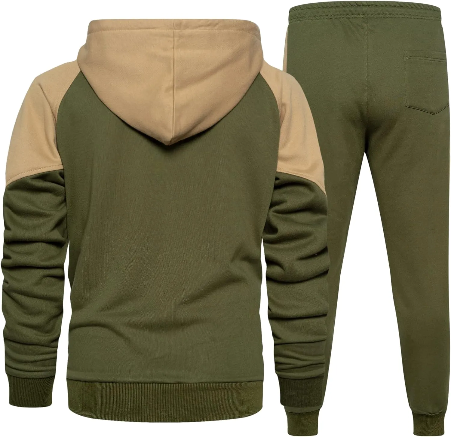 MANTORS Men's Hooded Athletic Tracksuit Casual 2 Pieces Suits Color Block Hoodies and Sweatpants Set
