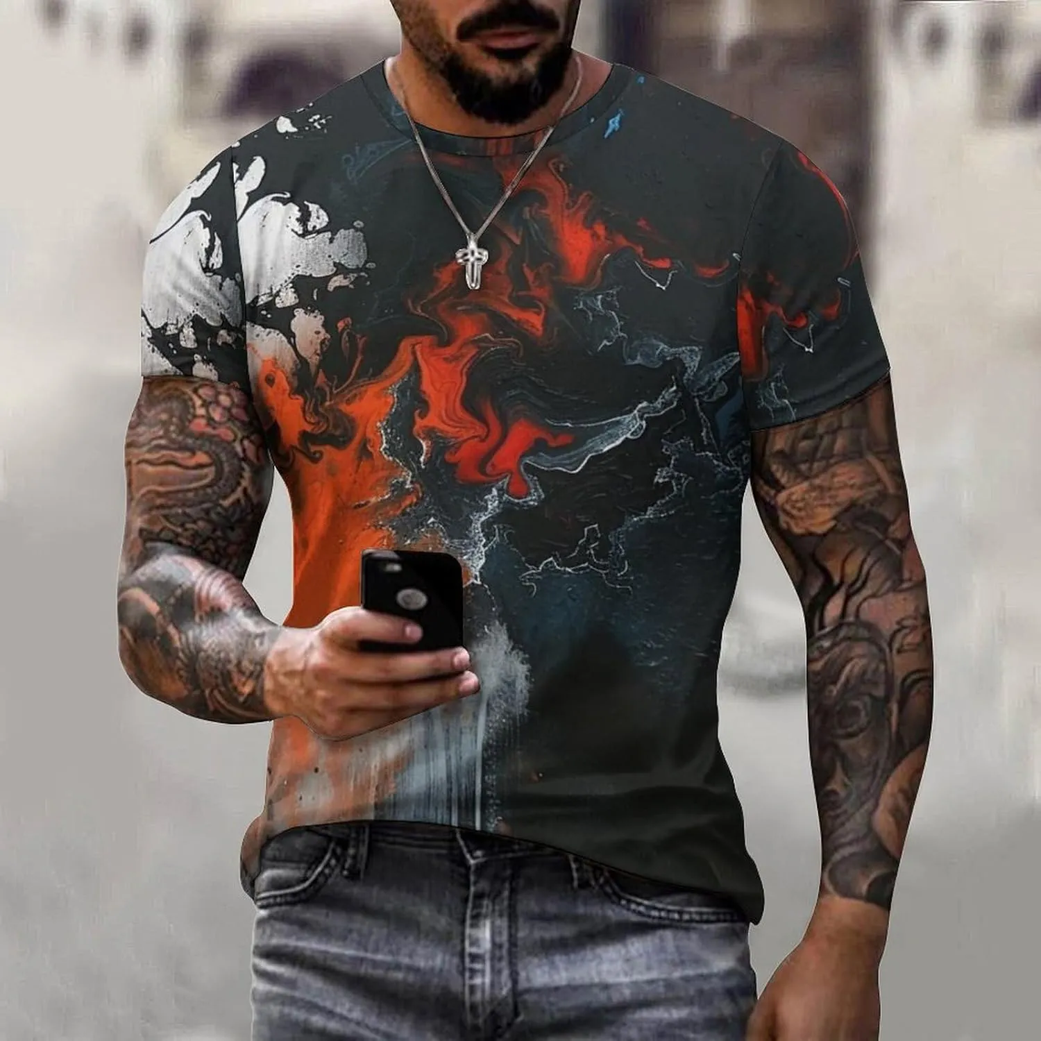 MARSVOVO Mens Camo T-Shirt Tops 2024 Novelty Graphic Casual Short Sleeve Sportswear Fashion Cotton Loose Workout Tee