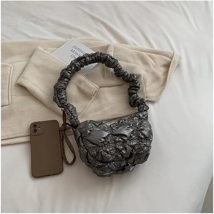 Mini Puffer Shoulder Bag Chic Gradient Rainbow Cloud Bag Quilted Hobo Crossbody Bag Handbag Cute Small Purse Satchel