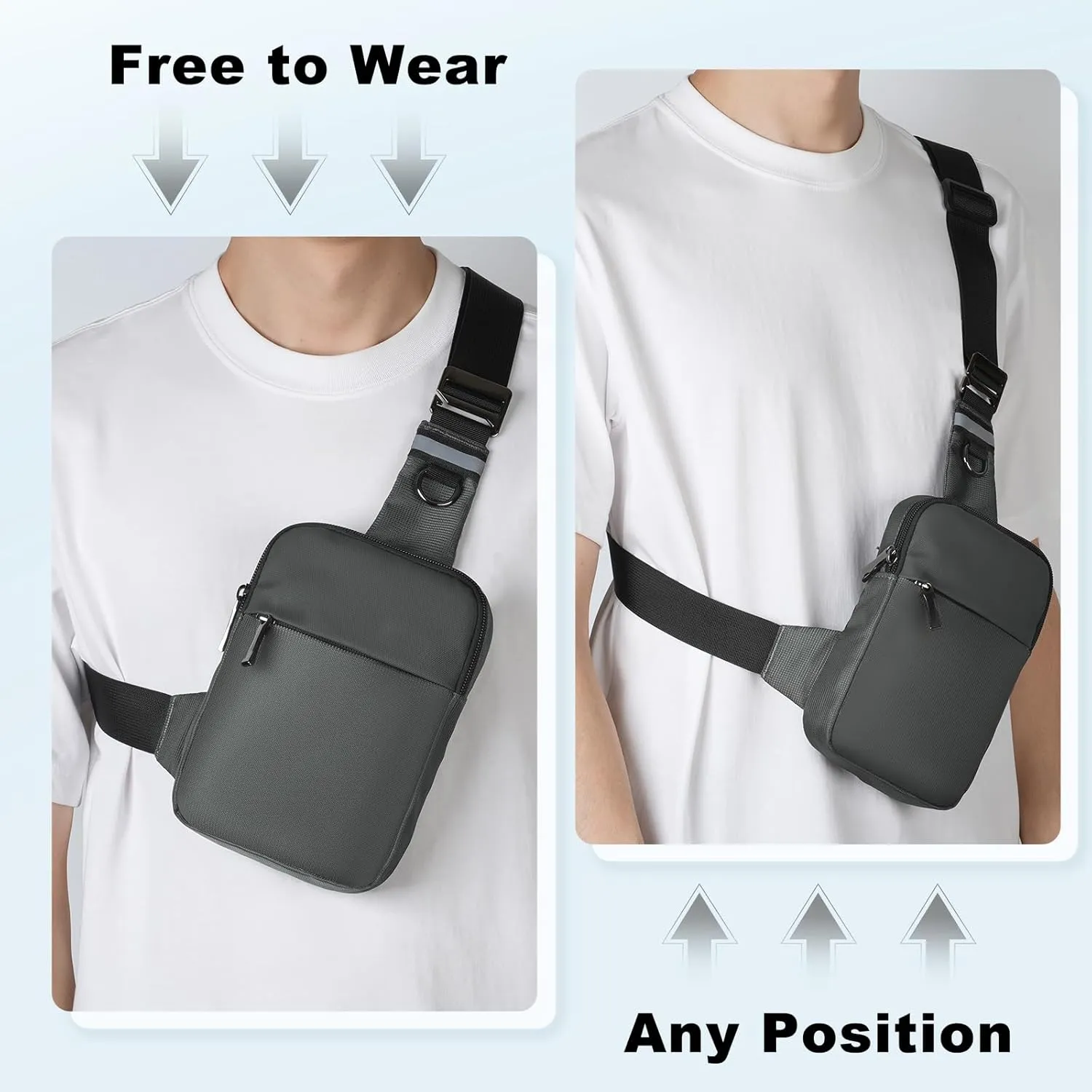 Mini Sling Bag for Women Men, Crossbody Bags Chest Bag Dual Pocket RFID Cell Phone Purse Travel Running Walking