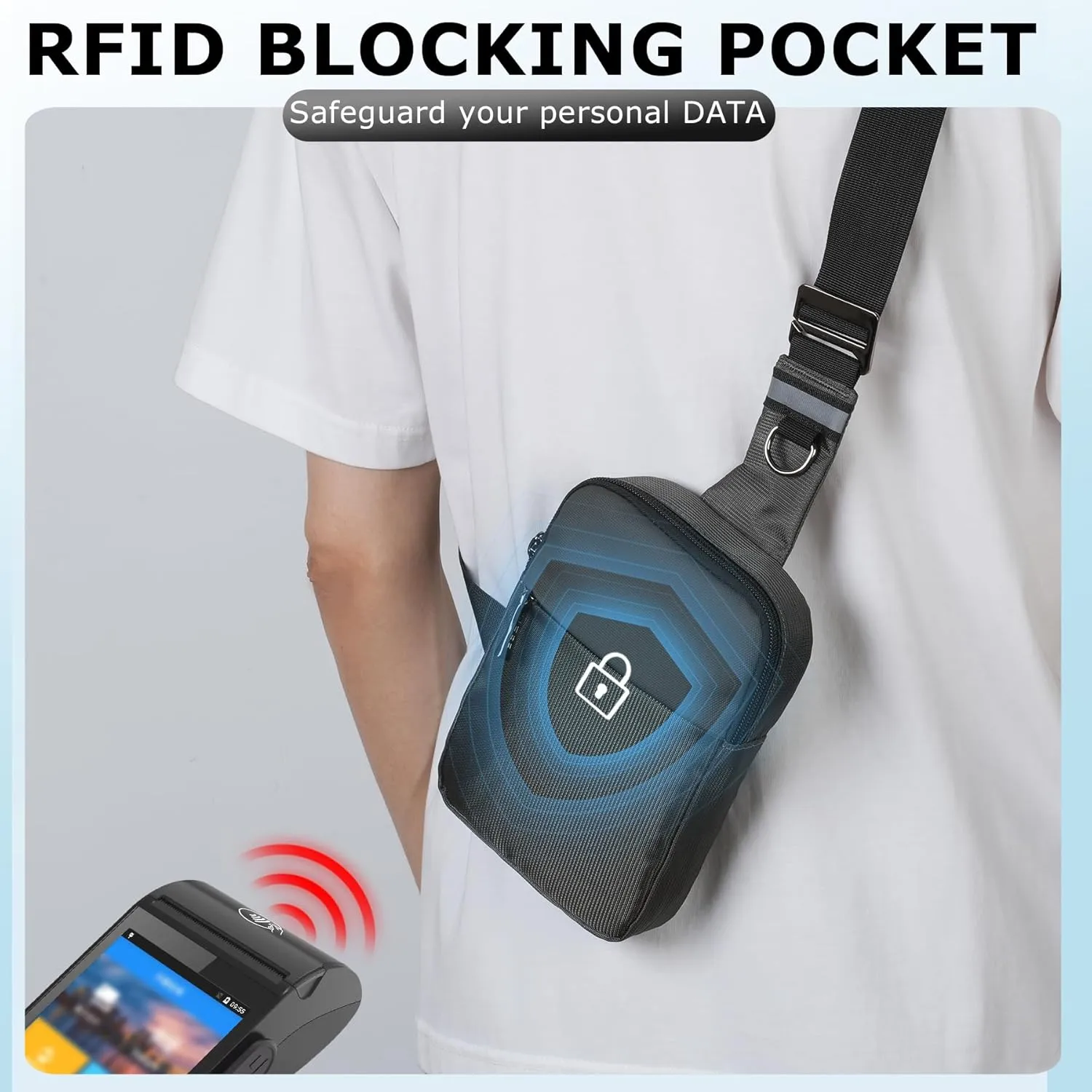 Mini Sling Bag for Women Men, Crossbody Bags Chest Bag Dual Pocket RFID Cell Phone Purse Travel Running Walking
