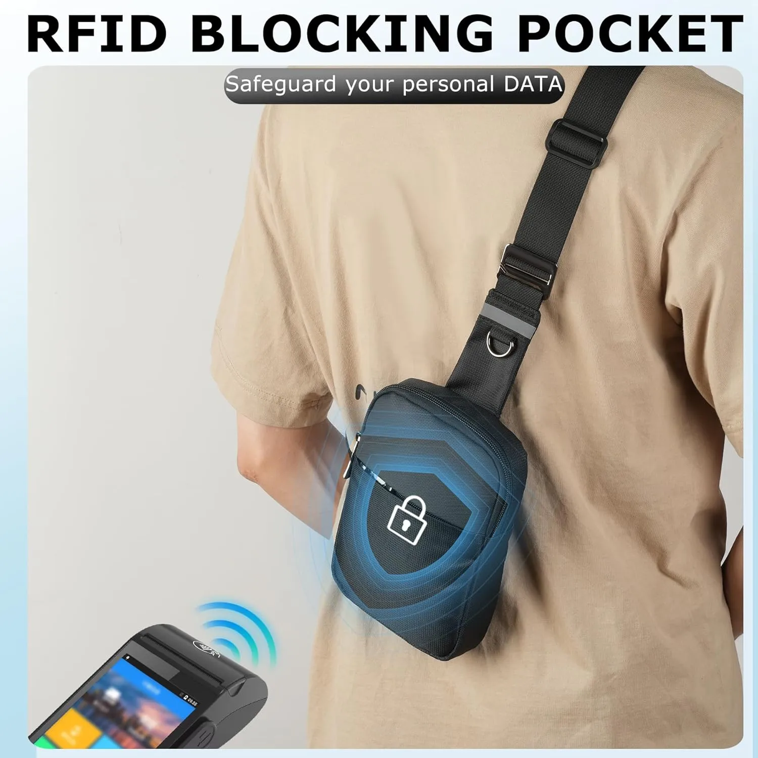 Mini Sling Bag for Women Men, Crossbody Bags Chest Bag Dual Pocket RFID Cell Phone Purse Travel Running Walking