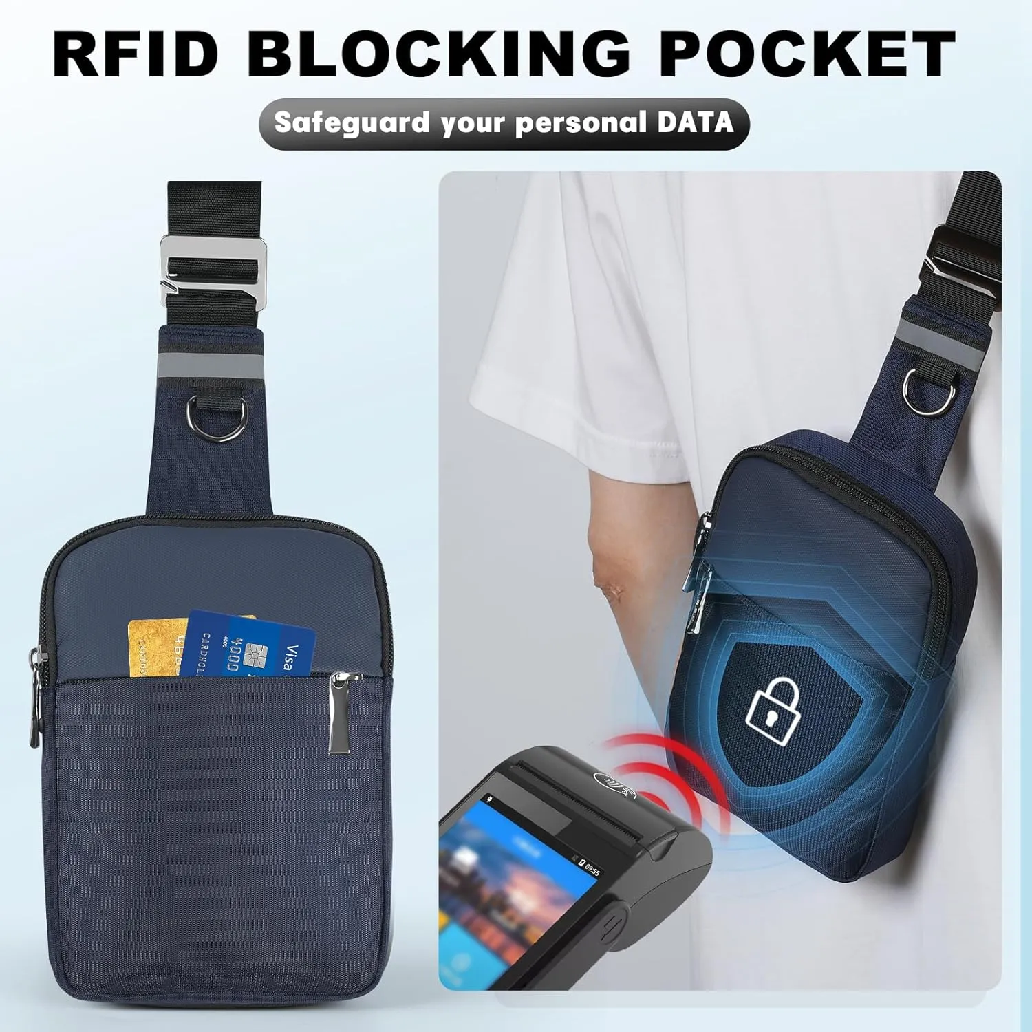 Mini Sling Bag for Women Men, Crossbody Bags Chest Bag Dual Pocket RFID Cell Phone Purse Travel Running Walking