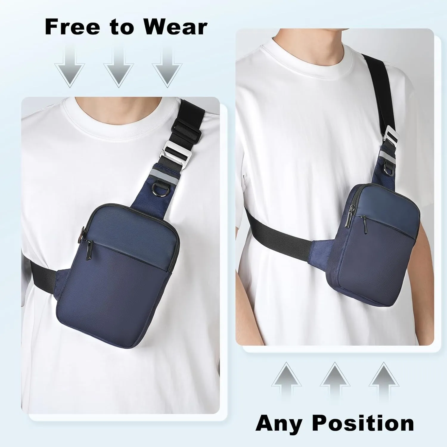 Mini Sling Bag for Women Men, Crossbody Bags Chest Bag Dual Pocket RFID Cell Phone Purse Travel Running Walking