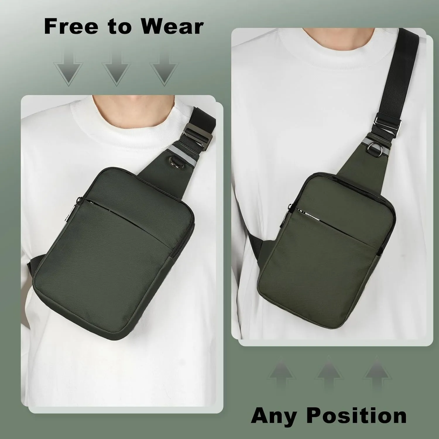 Mini Sling Bag for Women Men, Crossbody Bags Chest Bag Dual Pocket RFID Cell Phone Purse Travel Running Walking