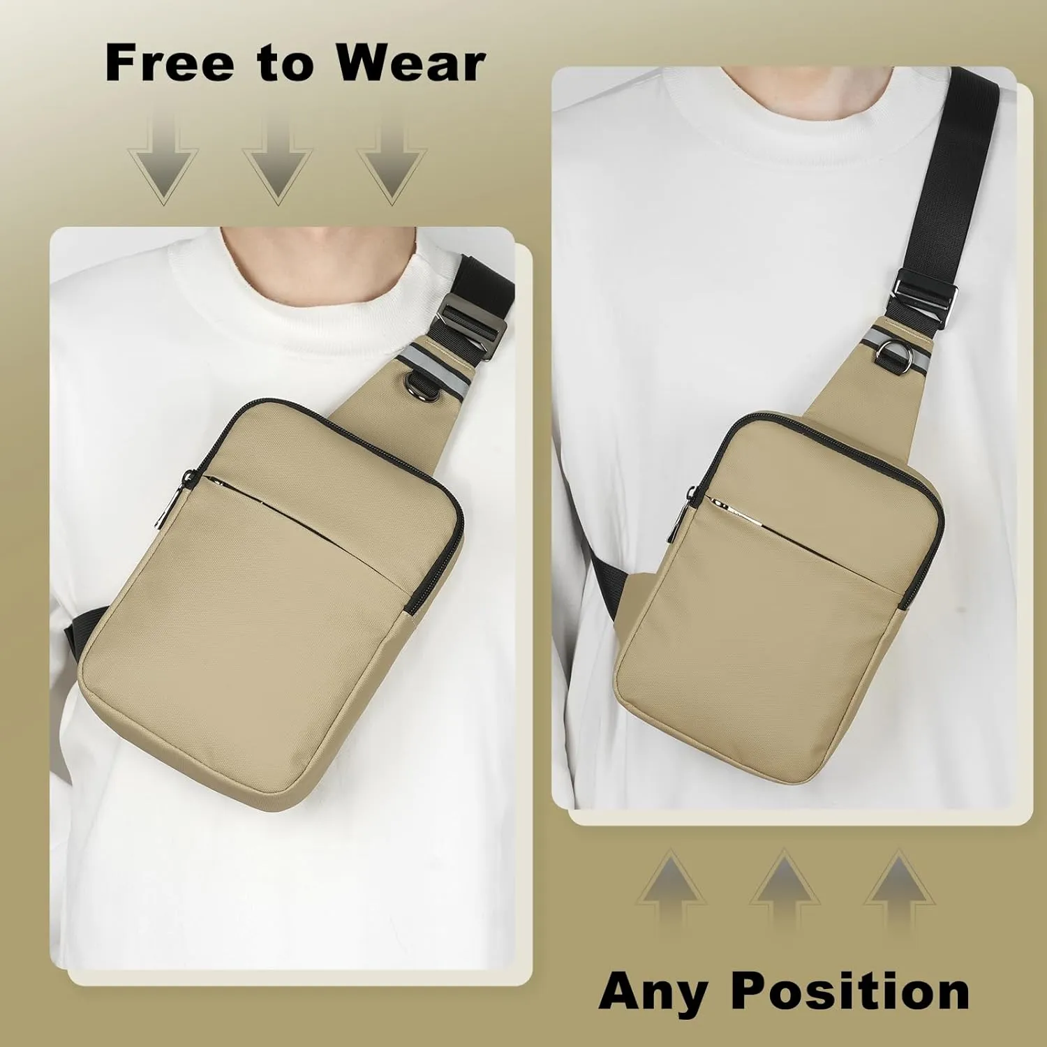 Mini Sling Bag for Women Men, Crossbody Bags Chest Bag Dual Pocket RFID Cell Phone Purse Travel Running Walking