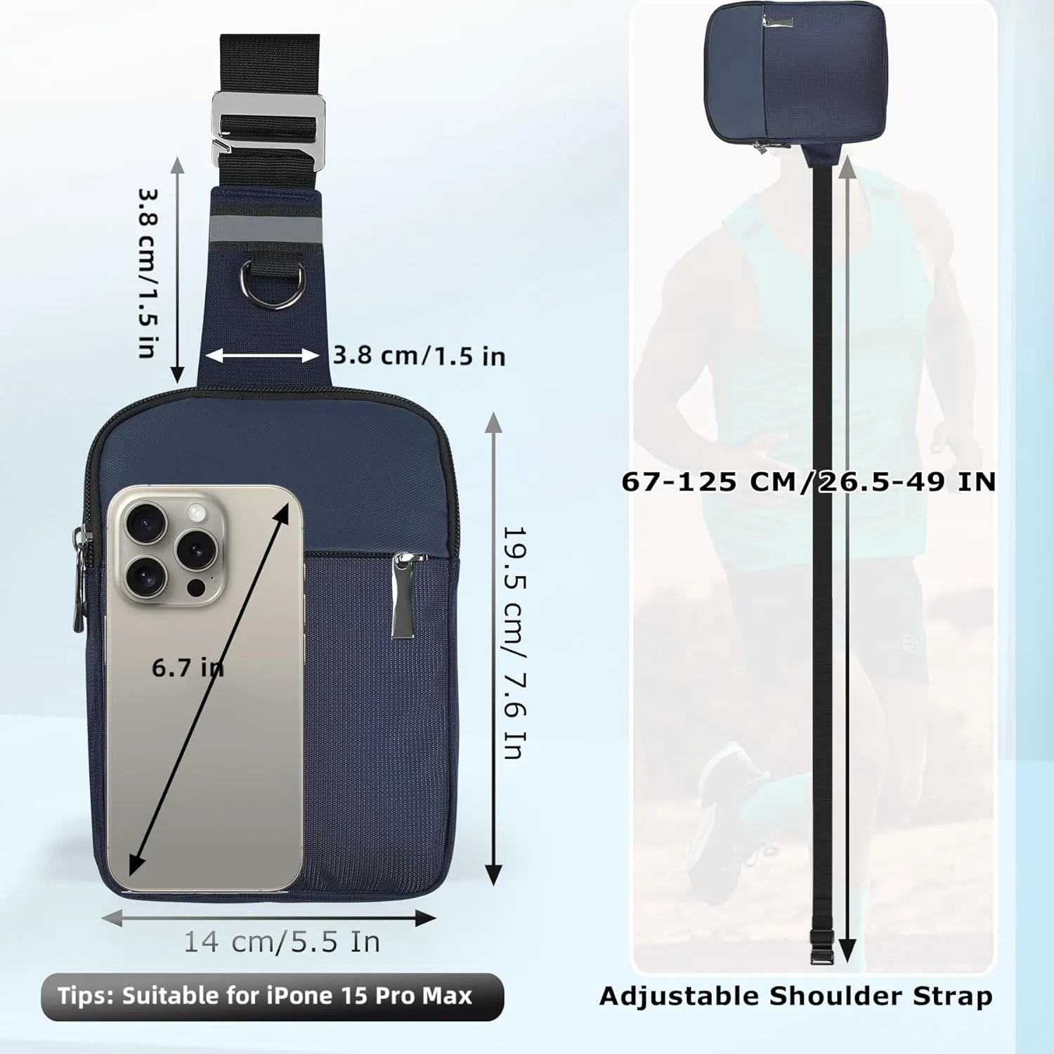 Mini Sling Bag for Women Men, Crossbody Bags Chest Bag Dual Pocket RFID Cell Phone Purse Travel Running Walking