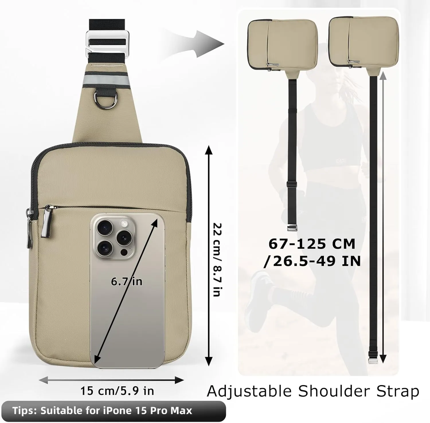 Mini Sling Bag for Women Men, Crossbody Bags Chest Bag Dual Pocket RFID Cell Phone Purse Travel Running Walking