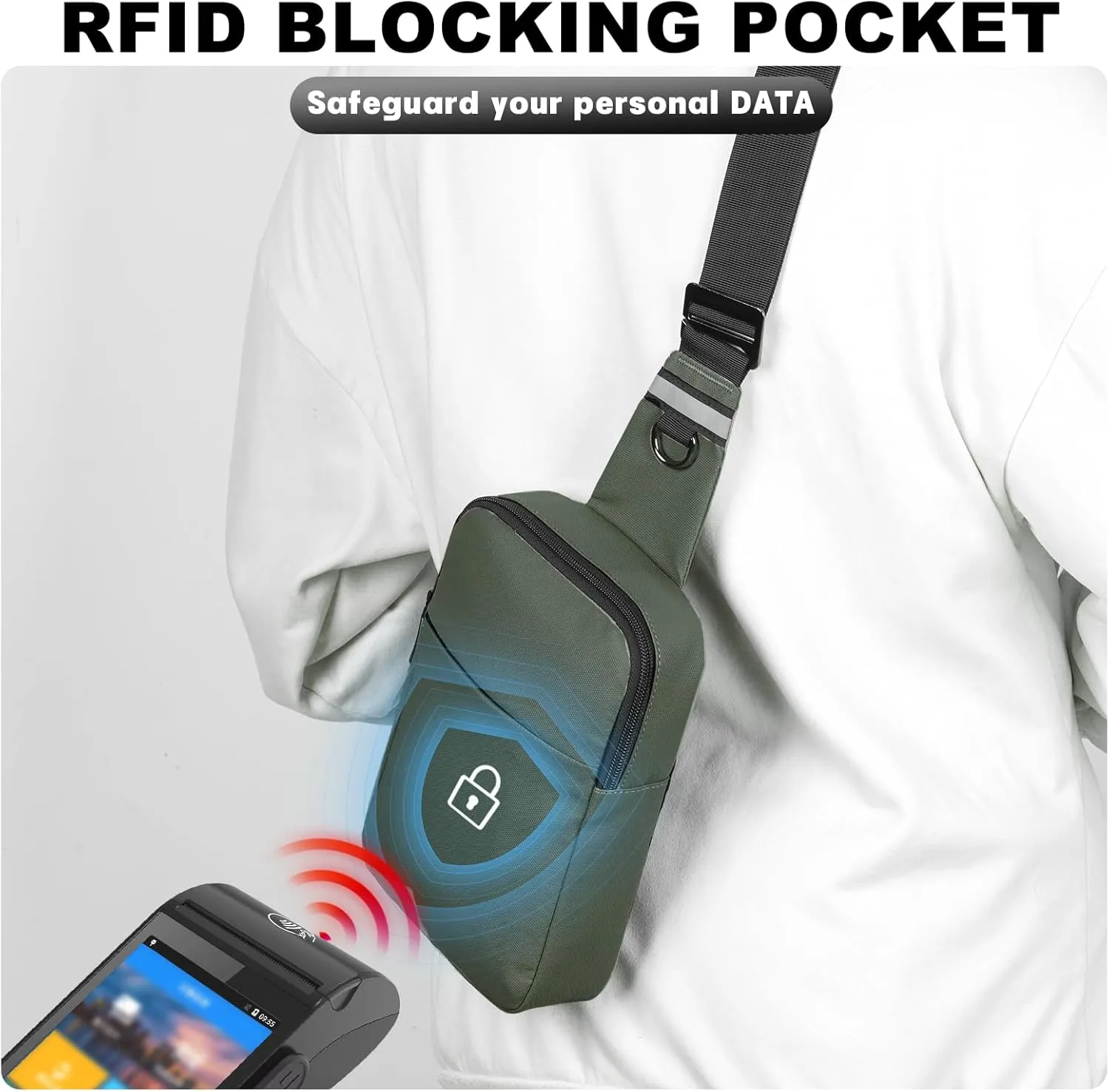Mini Sling Bag for Women Men, Crossbody Bags Chest Bag Dual Pocket RFID Cell Phone Purse Travel Running Walking