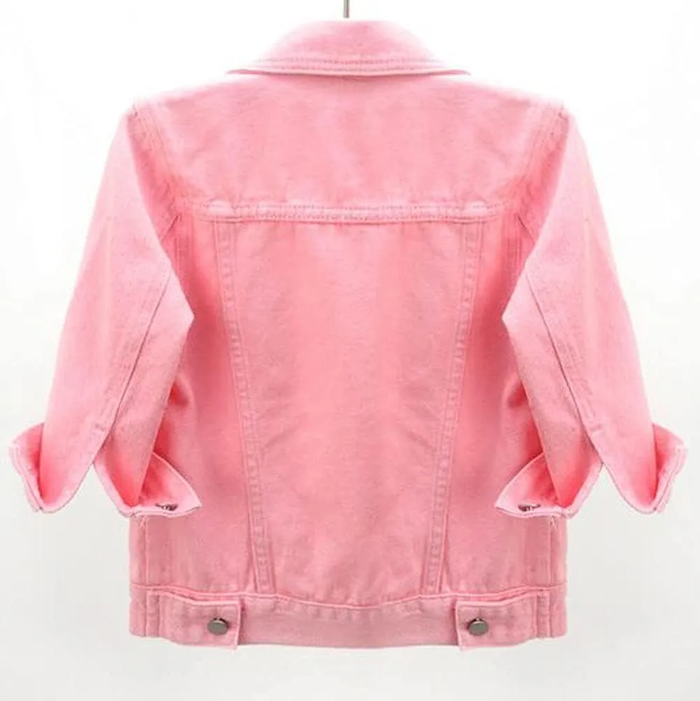 MYtodo Women's Colored Short Denim Jacket Seven-point Sleeve Jean Jacket Shawl Tops