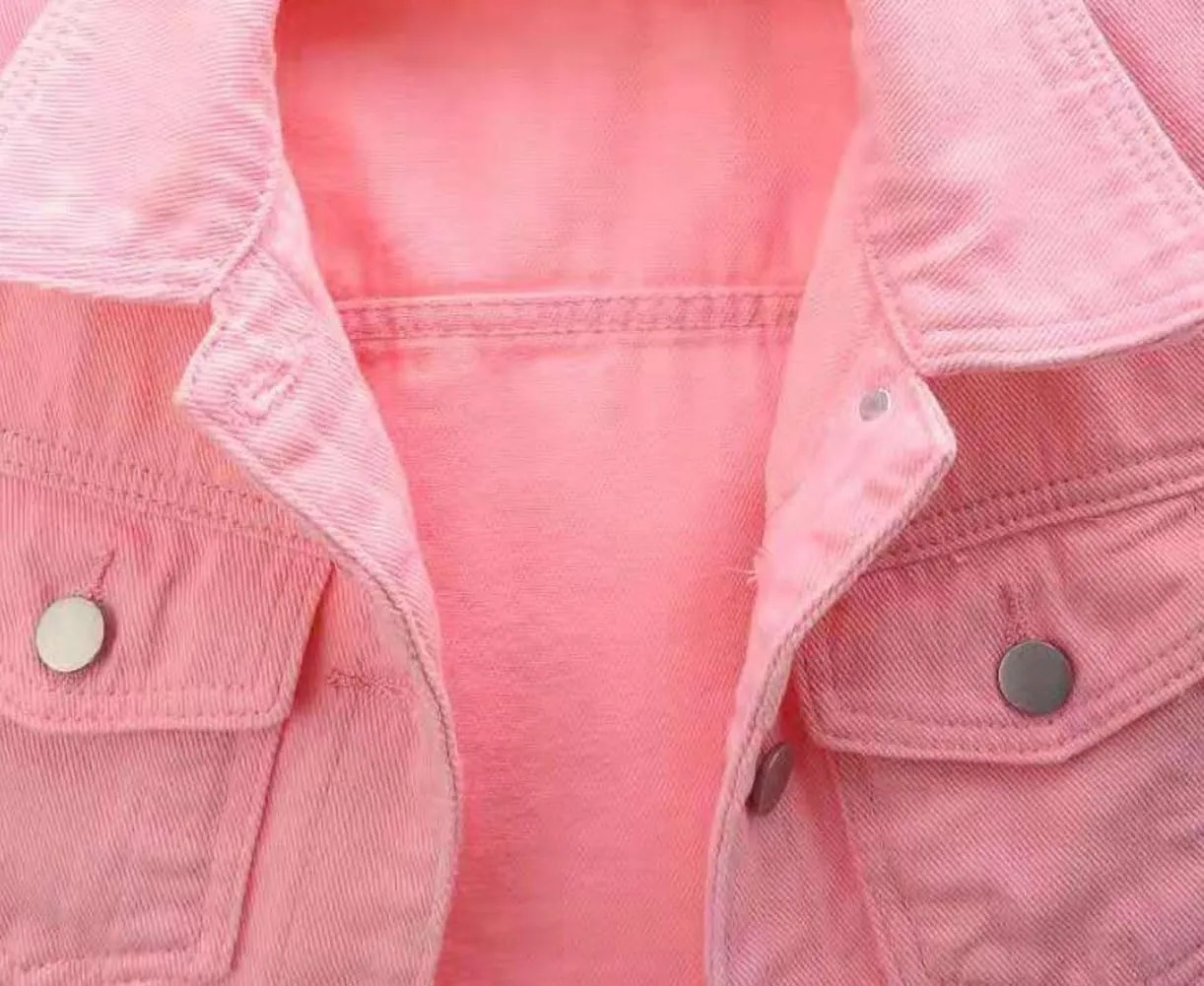 MYtodo Women's Colored Short Denim Jacket Seven-point Sleeve Jean Jacket Shawl Tops