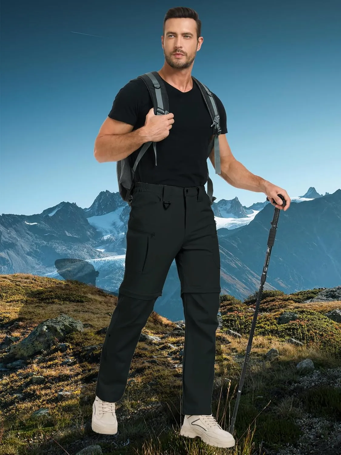 NAVEKULL Men's Convertible Hiking Pants Lightweight Quick Dry Zip Off Outdoor Fishing Tactical Cargo Pants with Roll-Up Legs