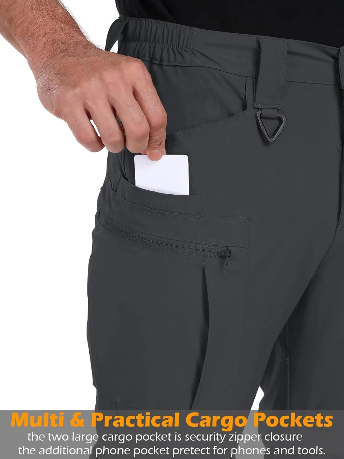 NAVEKULL Men's Convertible Hiking Pants Lightweight Quick Dry Zip Off Outdoor Fishing Tactical Cargo Pants with Roll-Up Legs