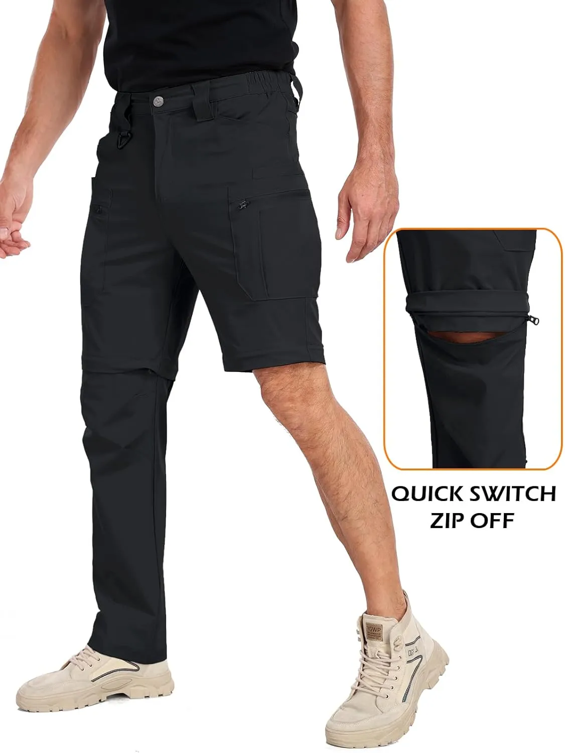 NAVEKULL Men's Convertible Hiking Pants Lightweight Quick Dry Zip Off Outdoor Fishing Tactical Cargo Pants with Roll-Up Legs