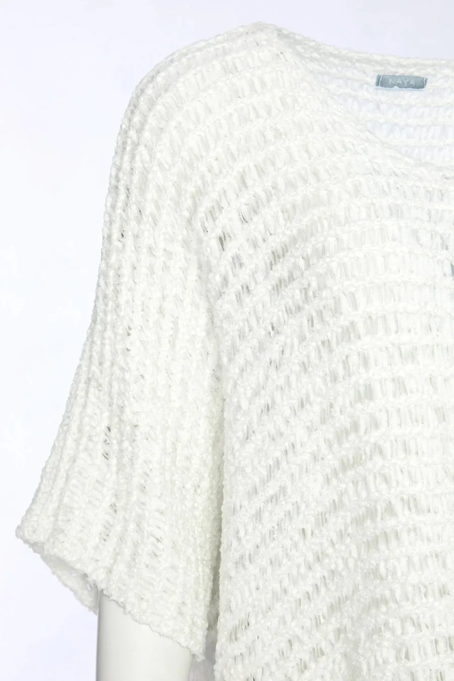 Naya White V-Neck Square Knit
