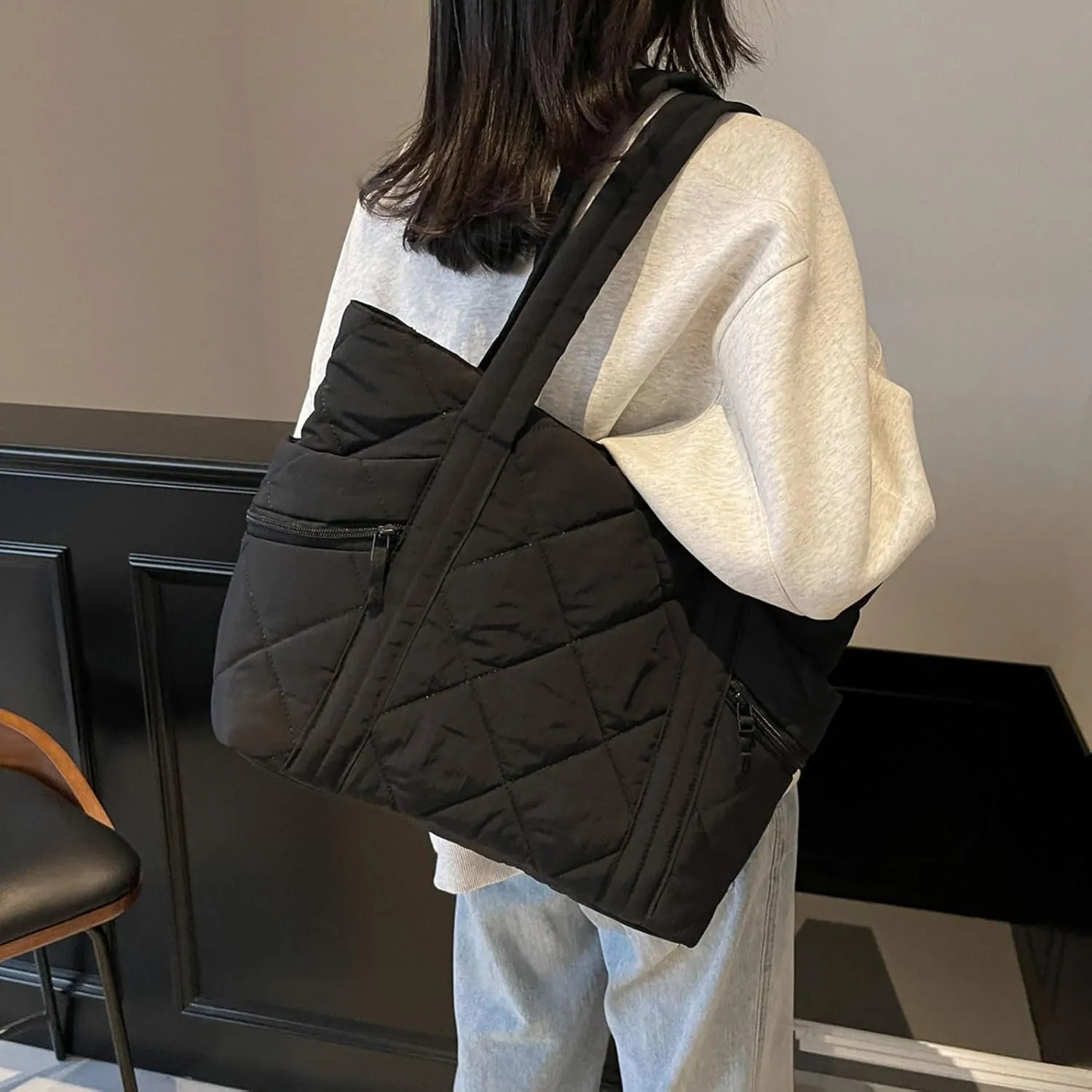 Nylon Messenger Bag Argyle Large Tote Bag Plain Casual Hobo Bag Chic Shoulder Bag Laptop Bag Travel Daypacks