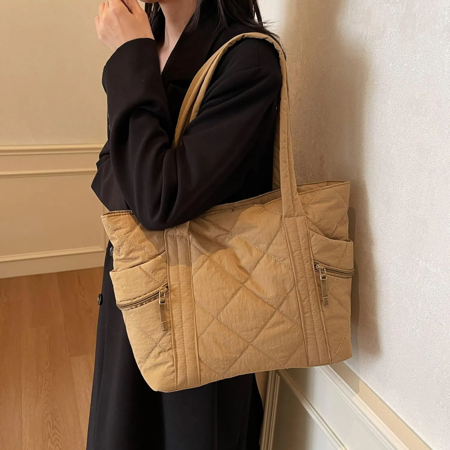 Nylon Messenger Bag Argyle Large Tote Bag Plain Casual Hobo Bag Chic Shoulder Bag Laptop Bag Travel Daypacks